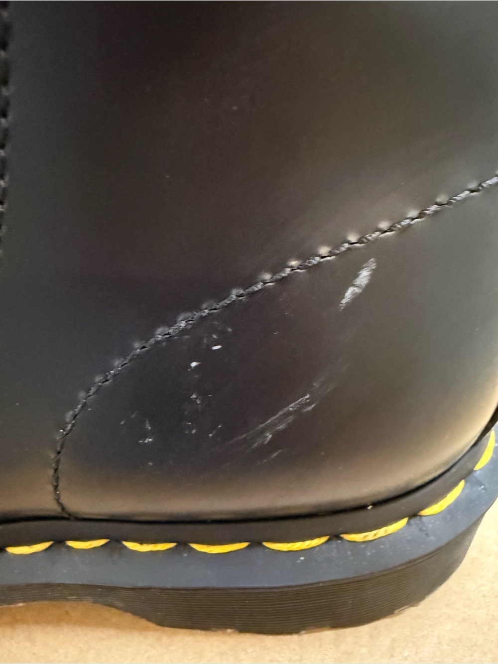 Dr. Martens Black Leather Boots with Yellow Stitching - Picture 4 of 5